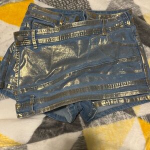 Stylish Gold and Blue Women's Skort